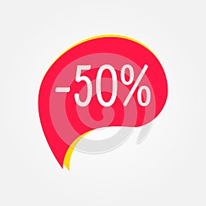 Sale sticker. 50 percent price off discount label or tag. Promo badge for advertising design. Vector illustration